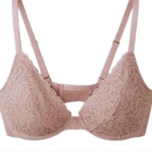 Soma Nude Beige Lace Bra 38DD Unlined Underwired Plunge